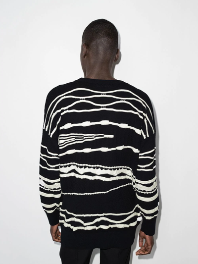 Shop Sulvam Abstract-pattern Drop-shoulder Jumper In Black