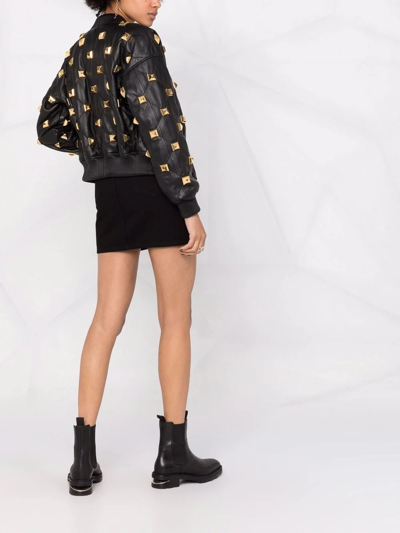 Philipp Plein Studded Quilted Bomber Jacket In Black