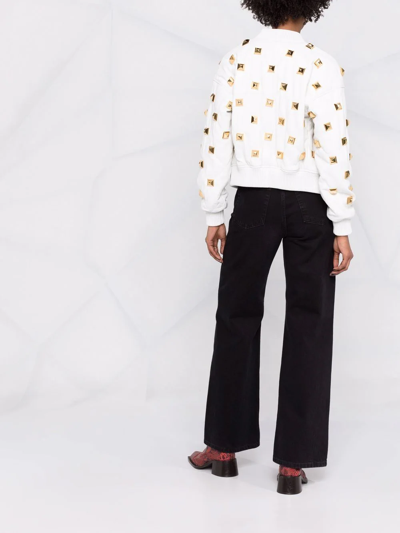 Philipp Plein Studded Quilted Bomber Jacket In White