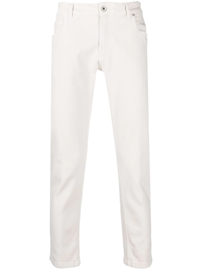 Shop Eleventy Five-pocket Cotton Straight-leg Trousers In Neutrals