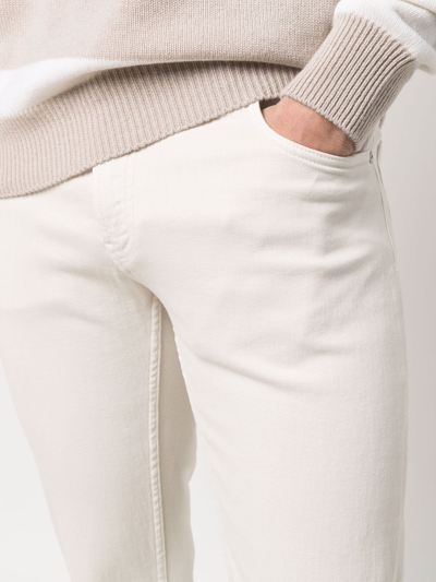 Shop Eleventy Five-pocket Cotton Straight-leg Trousers In Neutrals
