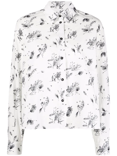 Shop Woolrich Sketch-style Print Shirt In White