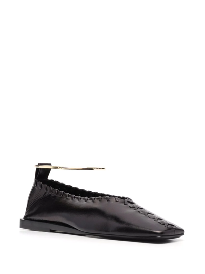 Jil Sander Whipstitch Slip-on Ballerina Shoes In Black