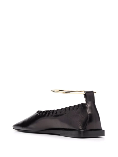 Jil Sander Whipstitch Slip-on Ballerina Shoes In Black