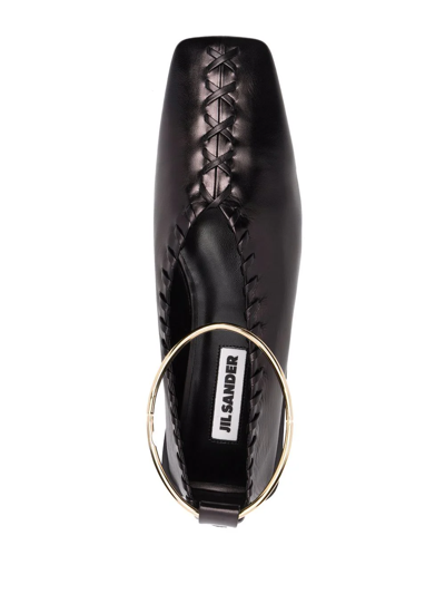 Jil Sander Whipstitch Slip-on Ballerina Shoes In Black