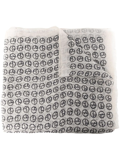 Shop Giorgio Armani All-over Monogram Scarf In White