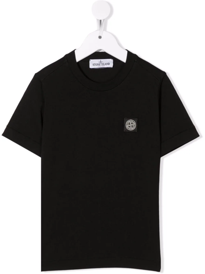 Shop Stone Island Junior Chest Logo-patch T-shirt In Black
