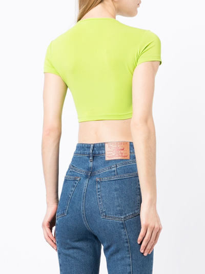 Pre-owned Chanel 1995 Cc Logo-embroidered Cropped T-shirt In Green