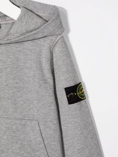 Shop Stone Island Junior Logo-patch Sleeve Hoodie In Grey