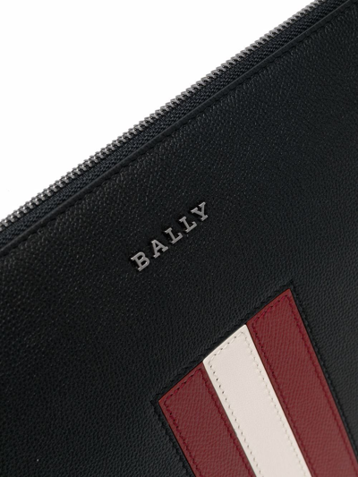 Bally stripe-detail Leather Clutch - Black