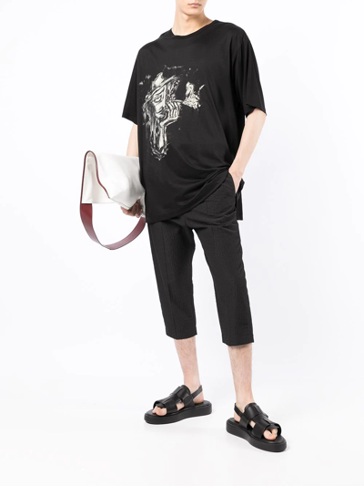 Shop Yohji Yamamoto Graphic-print Short-sleeve T-shirt In Black