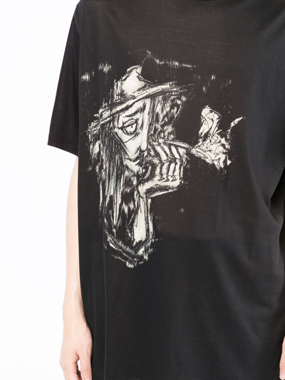 Shop Yohji Yamamoto Graphic-print Short-sleeve T-shirt In Black