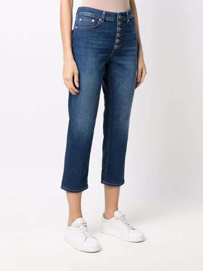 Shop Dondup Cropped Button-down Jeans In Blue