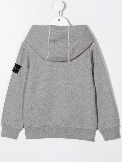 Shop Stone Island Junior Compass-patch Pullover Hoodie In Grey