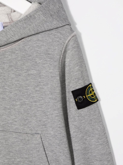 Shop Stone Island Junior Compass-patch Pullover Hoodie In Grey