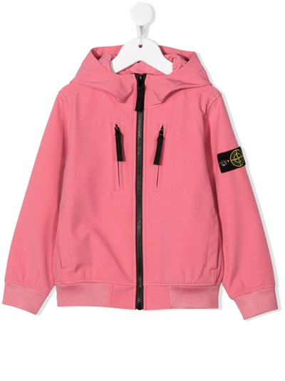 Shop Stone Island Junior Logo-patch Sleeve Bomber Jacket In Pink