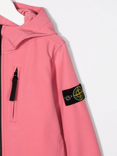 Shop Stone Island Junior Logo-patch Sleeve Bomber Jacket In Pink