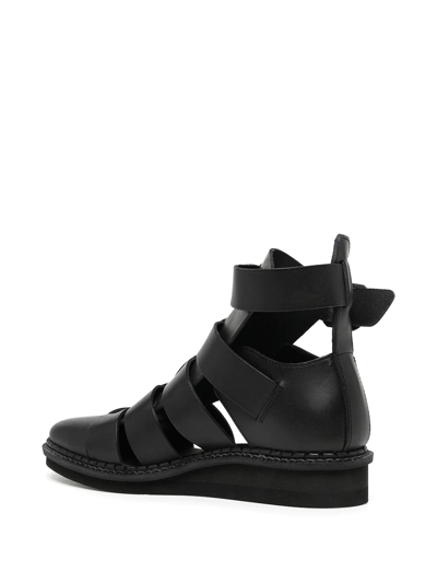 Shop Yohji Yamamoto Cut-out Leather Sandals In Black