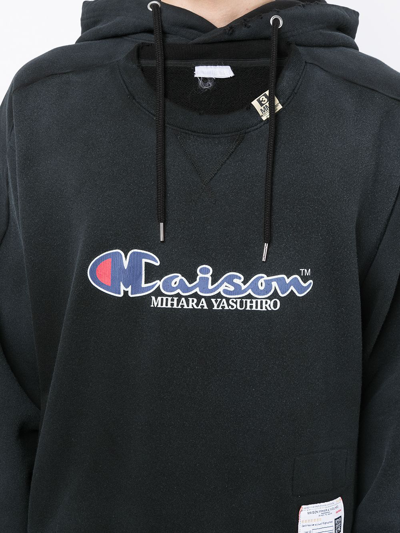 Shop Miharayasuhiro Logo-print Pullover Hoodie In Blue