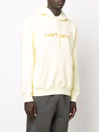 Shop Carhartt Embroidered-logo Hoodie In Yellow