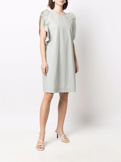 Le Tricot Perugia Ruffle-cuff Mini Dress In Green