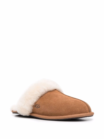 Shop Ugg Shearling-trim Slippers In Brown