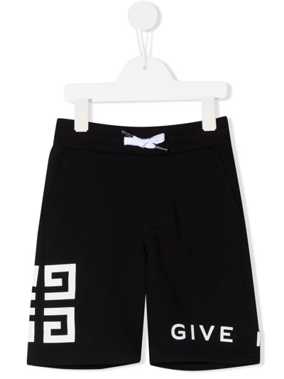 Shop Givenchy Logo Drawstring Shorts In Black