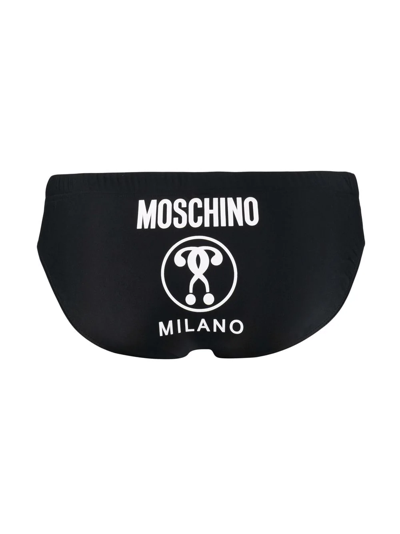 Shop Moschino Logo-print Swim Briefs In Black