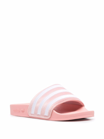 Shop Adidas Originals Stripe-print Slides In Pink