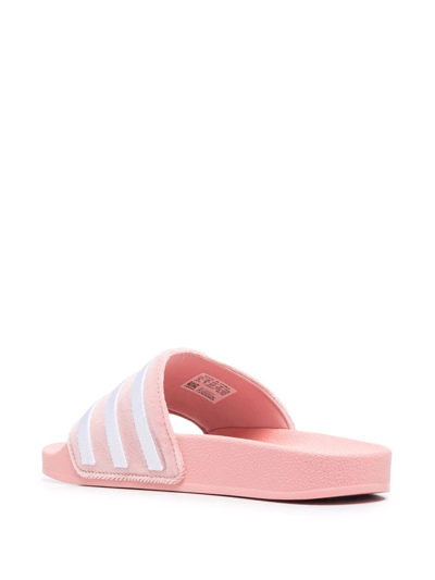 Shop Adidas Originals Stripe-print Slides In Pink