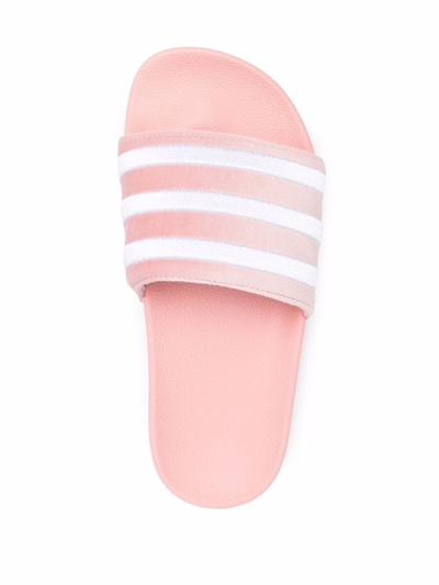 Shop Adidas Originals Stripe-print Slides In Pink