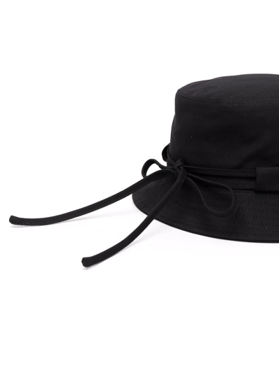 Shop Jacquemus Logo Embroidered Bucket Hat In Black