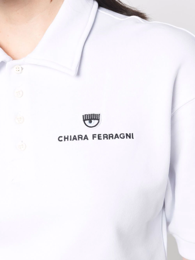 Shop Chiara Ferragni Logo-print Cropped Polo Top In White