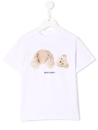 Shop Palm Angels Bear Print T-shirt In White