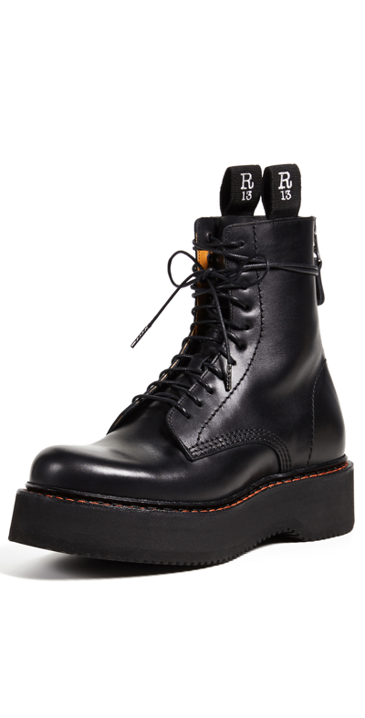 Shop R13 Platform Combat Boots Black