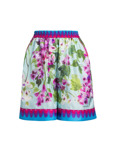 Shop Dolce & Gabbana Women's Floral Silk Shorts In Neutral