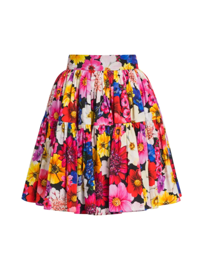 Shop Dolce & Gabbana Women's Tiered Floral Mini-skirt In Giardino Fdo Nero