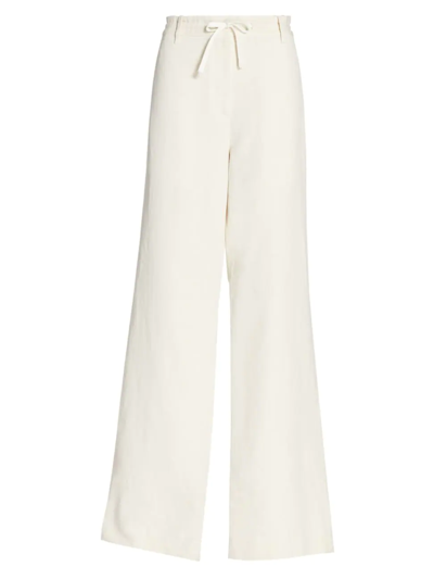 Shop The Row Women's Dandy Wide-leg Silk & Linen Pants In Ivory