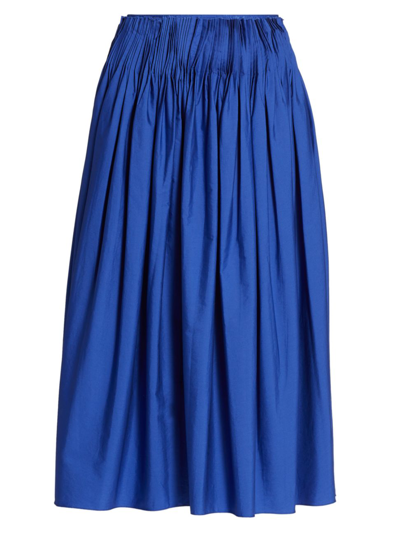 Shop The Row Women's Ruth Gathered Cotton Poplin Skirt In French Blue