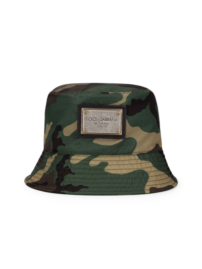 Shop Dolce & Gabbana Men's Camouflage Logo Bucket Hat