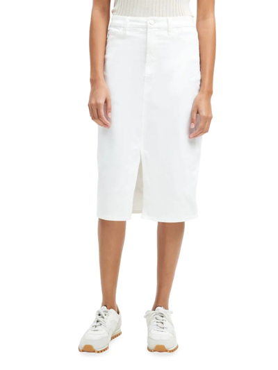 Shop Jen7 Women's Denim Pencil Skirt In Clean White