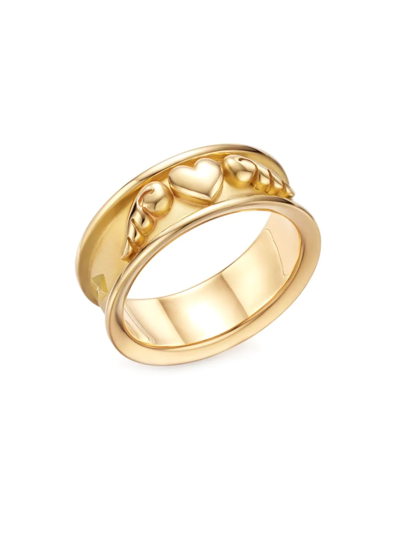 Shop Temple St Clair Women's Classic 18k Gold Winged Heart Ring In Yellow Gold
