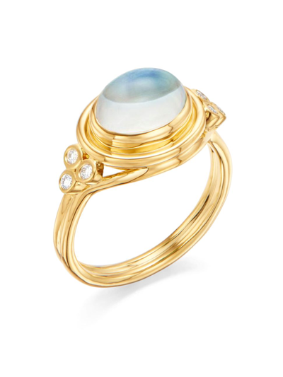 Shop Temple St Clair Women's Classic 18k Gold, Diamond & Blue Moonstone Temple Ring In Yellow Gold