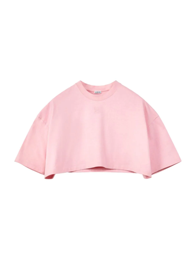 Shop Loewe Cropped Anagram T-shirt In Light Pink