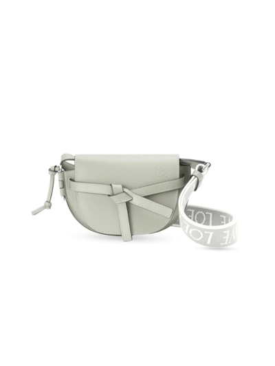 Shop Loewe Women's Mini Gate Dual Leather Shoulder Bag In Ash Grey