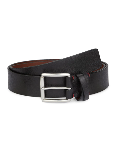 Shop Saks Fifth Avenue Men's Collection Leather Belt In Moonless
