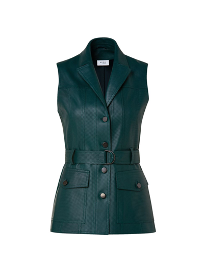 Shop Akris Punto Perforated Leather Vest In Tropical Green