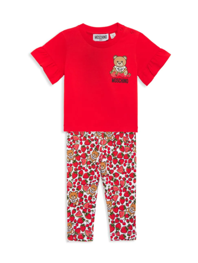 Shop Moschino Baby's & Little Girl's 2-piece T-shirt And Leggings Set In Poppy Red