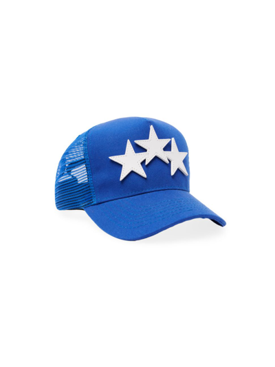 Shop Amiri Men's Three Star Trucker Hat In Princess Blue White