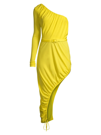Shop Undra Celeste Women's Partee Gyal Ruched Midi-dress In Canary